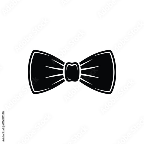Isolated Black Bow Tie Silhouette on Transparent Background Simple Neckwear Design