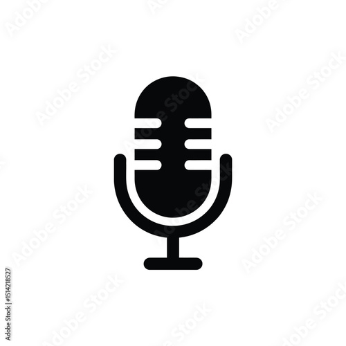 Isolated Black Microphone Symbol on Transparent Background for Audio Projects