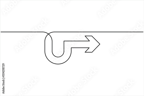 A one line drawing of arrow symbol continuous single line art arrow design Vector illustration