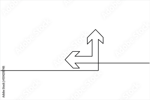 A one line drawing of arrow symbol continuous single line art arrow design Vector illustration