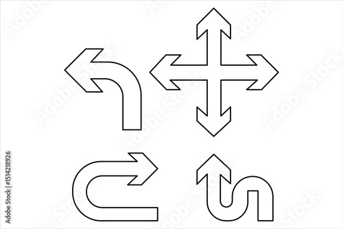 A one line drawing of arrow set symbol continuous single line art arrow design Vector illustration
