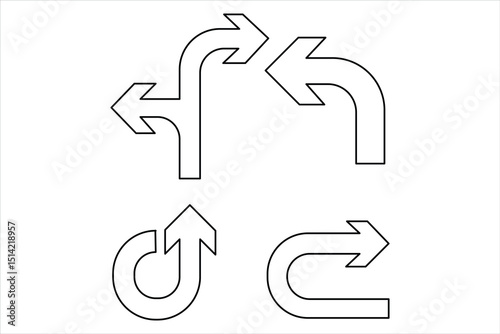 A one line drawing of arrow set symbol continuous single line art arrow design Vector illustration
