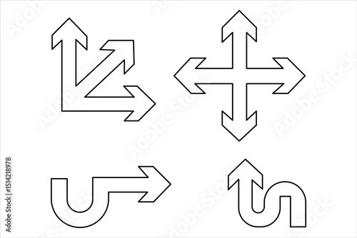 A one line drawing of arrow set symbol continuous single line art arrow design Vector illustration
