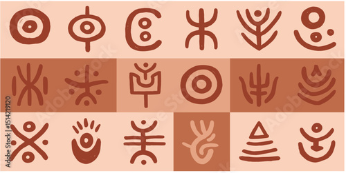 Hand drawn African, Mexican, Aztecs tribal elements collection