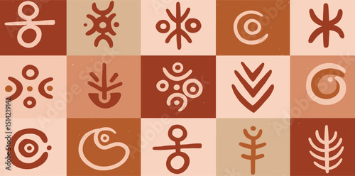 Hand drawn African, Mexican, Aztecs tribal elements collection