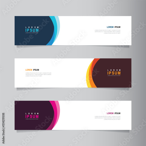Vector abstract banner design web template. Collection of abstract fluid banners. Abstract geometric web design banner template isolated on grey background. Header - landing page Web Design Elements