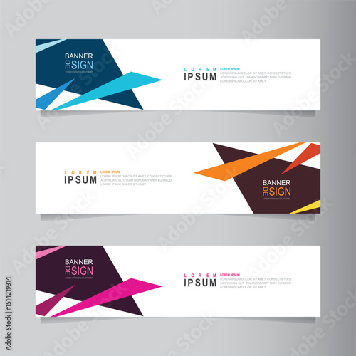 Vector abstract banner design web template. Collection of abstract fluid banners. Abstract geometric web design banner template isolated on grey background. Header - landing page Web Design Elements