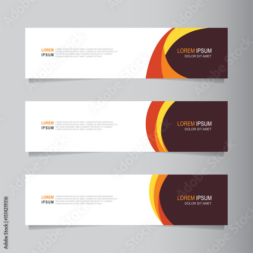 Vector abstract banner design web template. Collection of abstract fluid banners. Abstract geometric web design banner template isolated on grey background. Header - landing page Web Design Elements