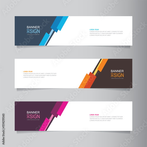 Vector abstract banner design web template. Collection of abstract fluid banners. Abstract geometric web design banner template isolated on grey background. Header - landing page Web Design Elements
