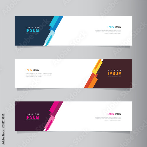 Vector abstract banner design web template. Collection of abstract fluid banners. Abstract geometric web design banner template isolated on grey background. Header - landing page Web Design Elements
