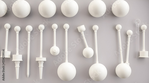 Round white medical tamblets in different positions.