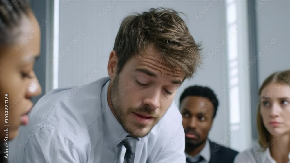 A group of young business people are meeting in office A group of young business people are meeting in office