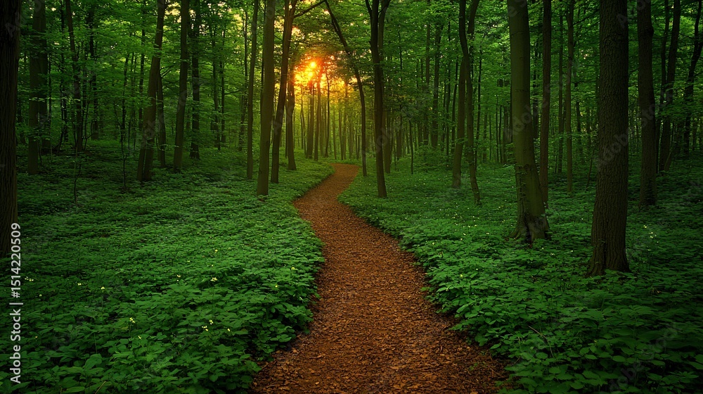 Obraz premium Sunset Forest Path.