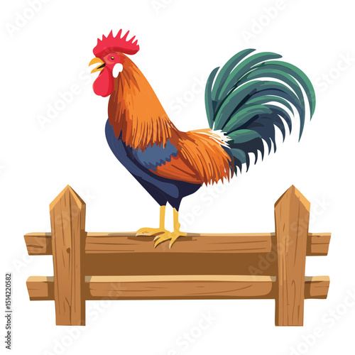rooster in the fence