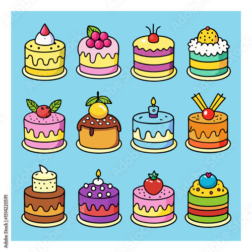 Assorted Cartoon Cakes and Desserts