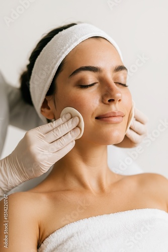 Wallpaper Mural Cropped Photo Portrait Woman Dreamy Enjoying Skin Care Procedures Beauty Salon Torontodigital.ca