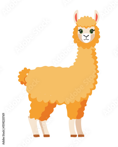 Cute Light Brown Llama Standing Proud