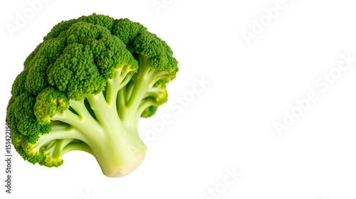 Fresh, crisp, green broccoli florets bursting with vibrant color and vitality, isolated on a clean, neutral background, ready for culinary creativity.