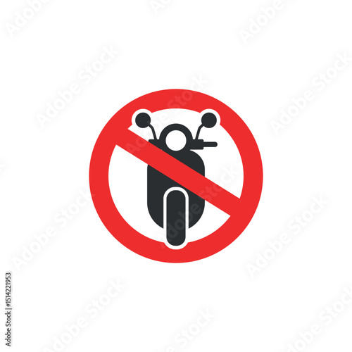 Vector illustration of a prohibited motorcycle crossing sign.