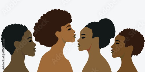 woman face head in profile ethnic group of black African and African American, Juneteenth