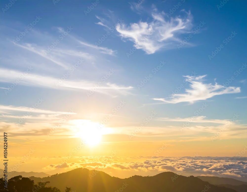 Obraz premium Sunrise over mountain cloudscape