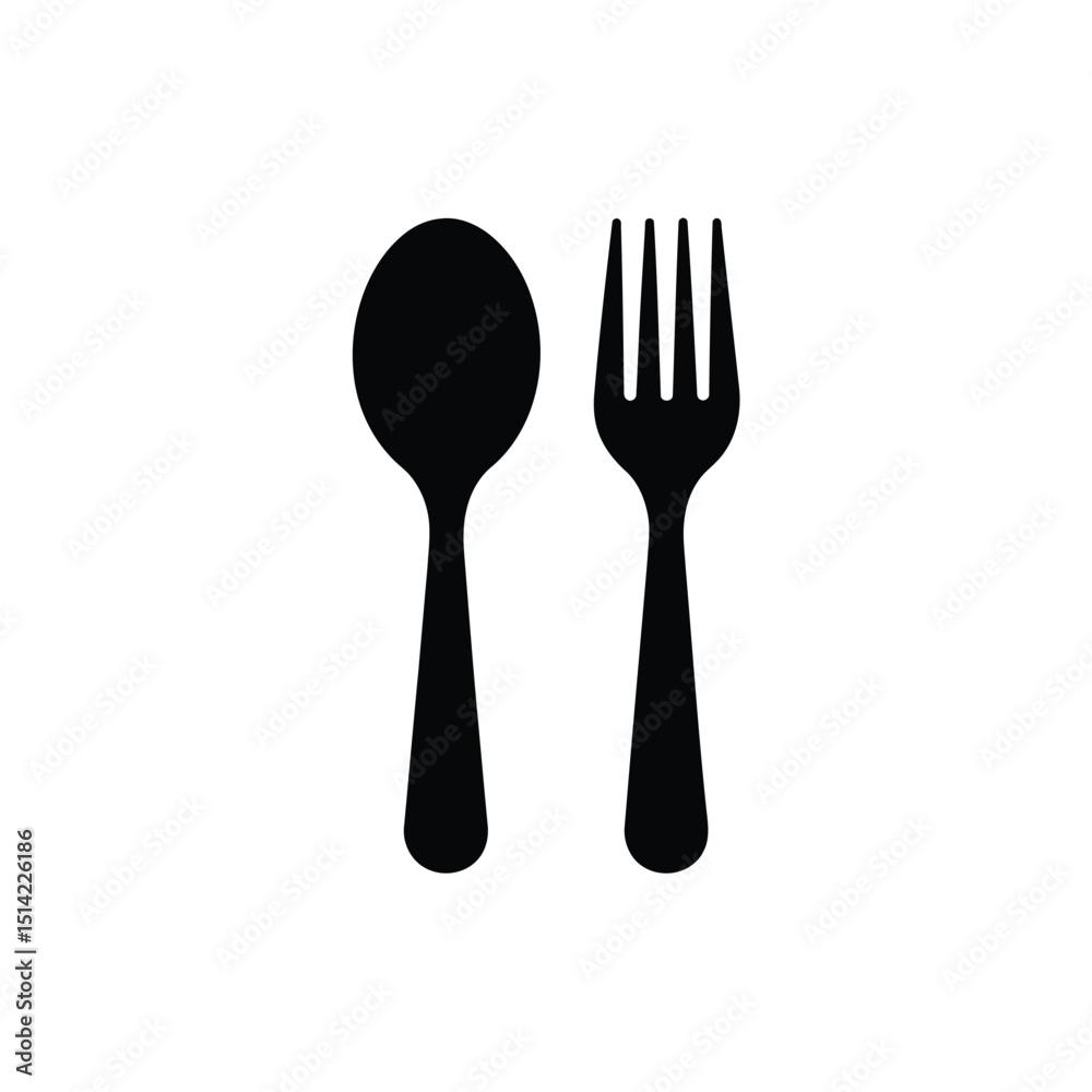 Isolated Black Spoon and Fork Icon Cutlery Design on Transparent Background Isolated Black Spoon and Fork Icon Cutlery Design on Transparent Background