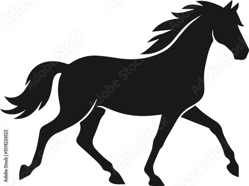 Silhouette of a vector horse animal black graphic drawing