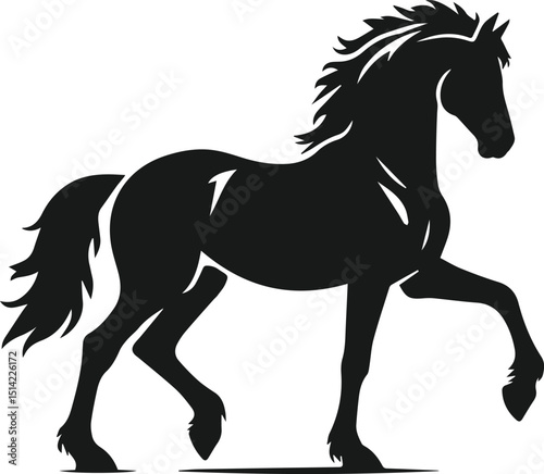 Silhouette of a vector horse animal black graphic drawing
