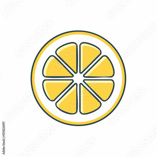 Bright lemon wedge in a modern clean style, ideal for drinks or recipes.
