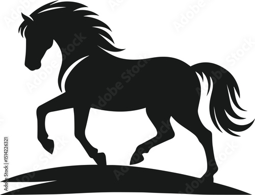 Silhouette of a vector horse animal black graphic drawing