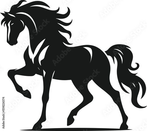 Silhouette of a vector horse animal black graphic drawing