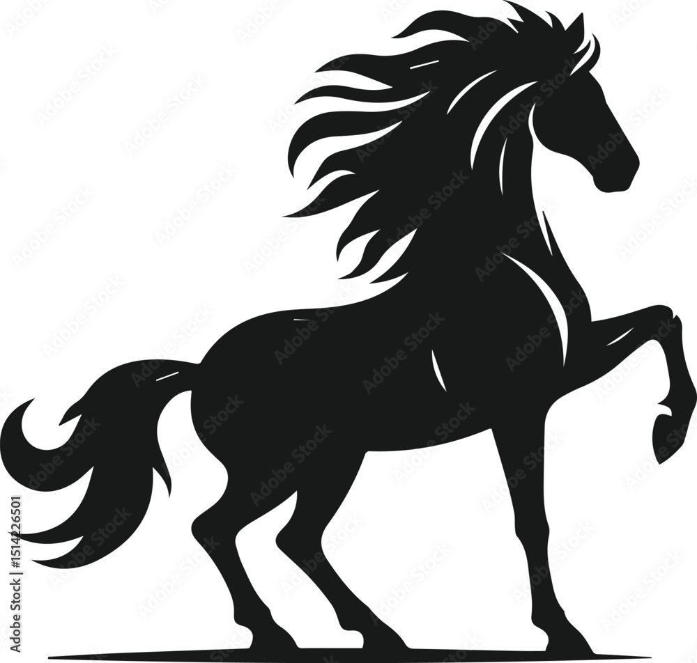 Fototapeta premium Silhouette of a vector horse animal black graphic drawing