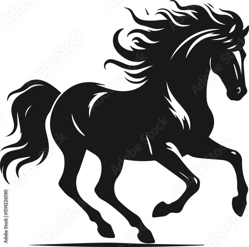 Silhouette of a vector horse animal black graphic drawing