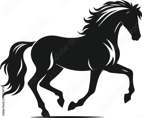 Silhouette of a vector horse animal black graphic drawing