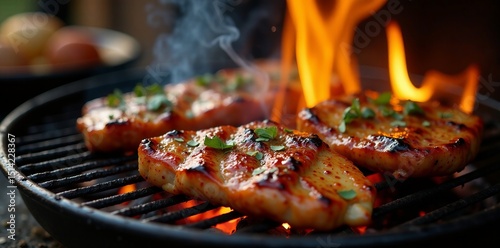 Sizzling meat and warm glow of a traditional South African braai , flame, grill, outdoors