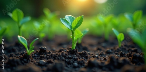 Young Sprout growing in a controlled environment with advanced technology and machinery, equipment, lab, agriculture