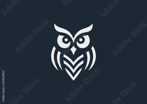Owl logo for wisdom, night, or educational and thoughtful branding.