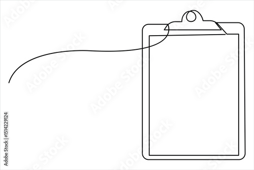 One continuous line art drawing of Clipboard with checklist design vector
