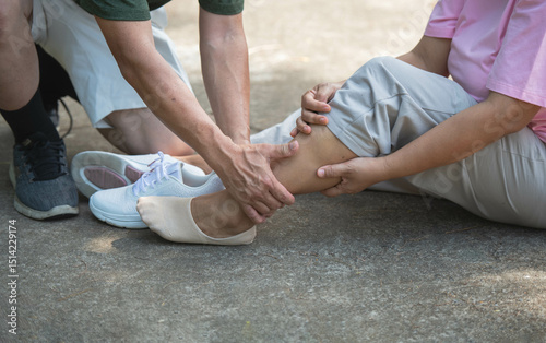 The injury occurred while the elderly woman was walking in a park. Her ankle was very painful.