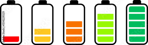 Battery charges color flat icons set. Battery Charging Icon symbol, High quality black style vector icons,