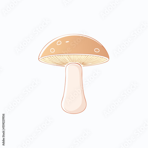 Stylized mushroom in soft tones, ideal for natural food branding.