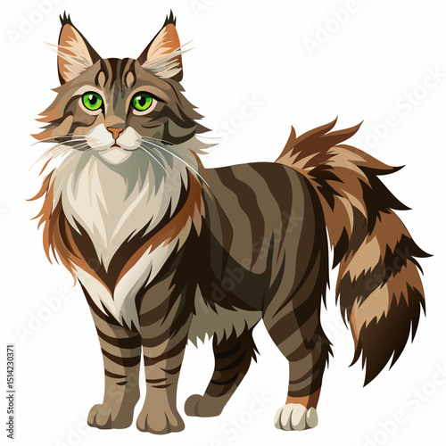Norwegian Forest Cat Side View – Calm and Majestic Pet Vector