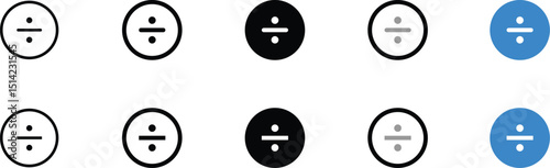 Set of Division Symbols in Different Colors and Styles
