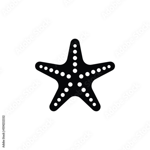 Sea Star Silhouette with White Dots on Transparent Background Nautical Theme