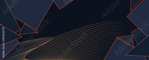 Dark blue and gold luxury line overlap layered abstract background, with lighting effect for branding and wallpaper