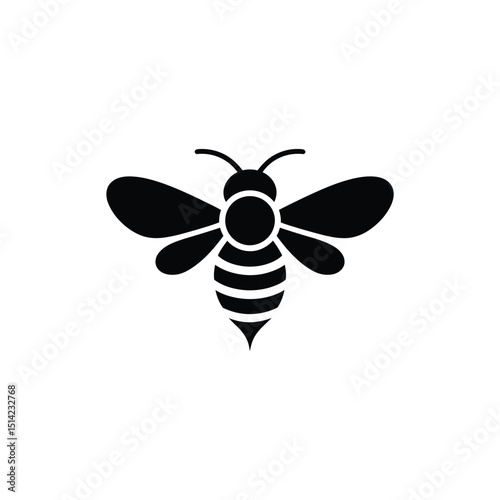 Simple Bee Silhouette with Wings on Transparent Background Icon
