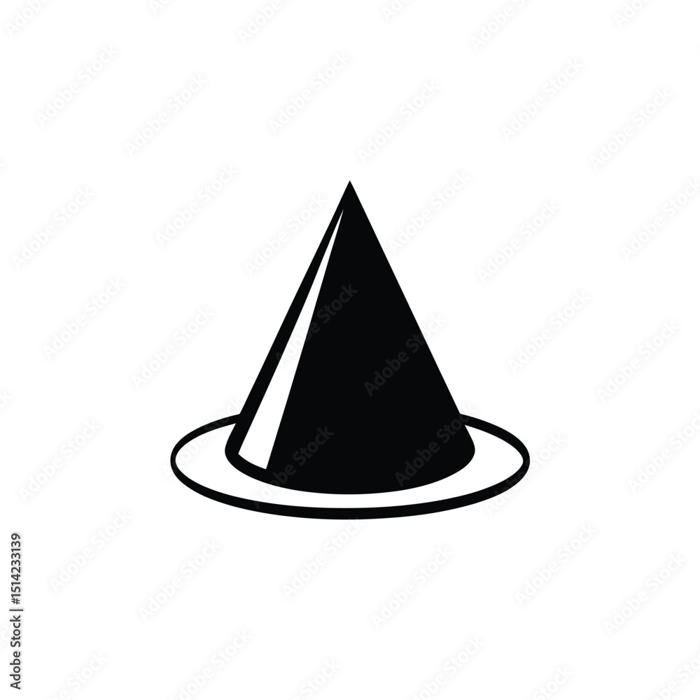 Fototapeta premium Simple Black Party Hat Icon on Transparent, Celebration, Birthday, Fun, Event