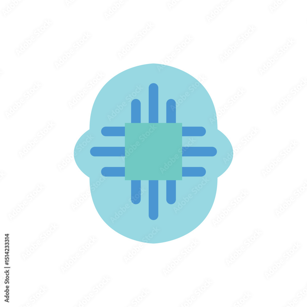 Fototapeta premium AI Chip Head Icon