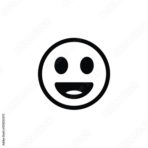 Smiling Face Emoji Icon With Joyful Open Mouth On Transparent Background
