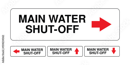 Download a Main Water Shut-Off sign high-quality stock image for directional plumbing safety and emergency water control